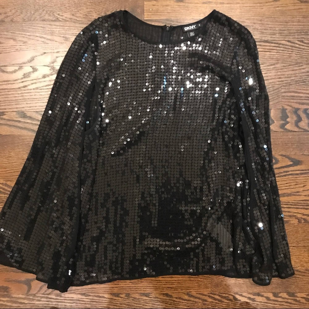Sheer Sparkle cape shirt DKNY very fashionable